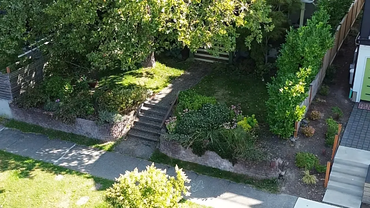 Before — old brick wall with overgrown steps