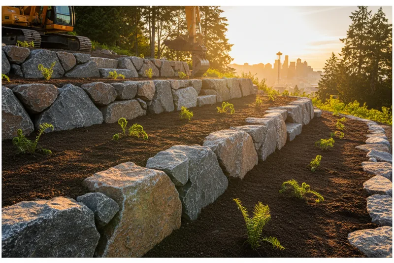 Explore custom stone and rock retaining wall solutions in Seattle. Combine natural aesthetics with durability for a timeless and functional landscape.