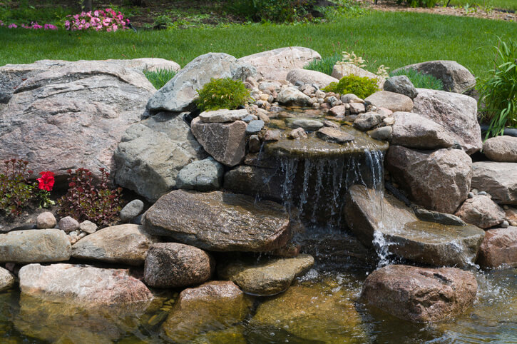Waterfalls and Fountains Landscaping in Backyard