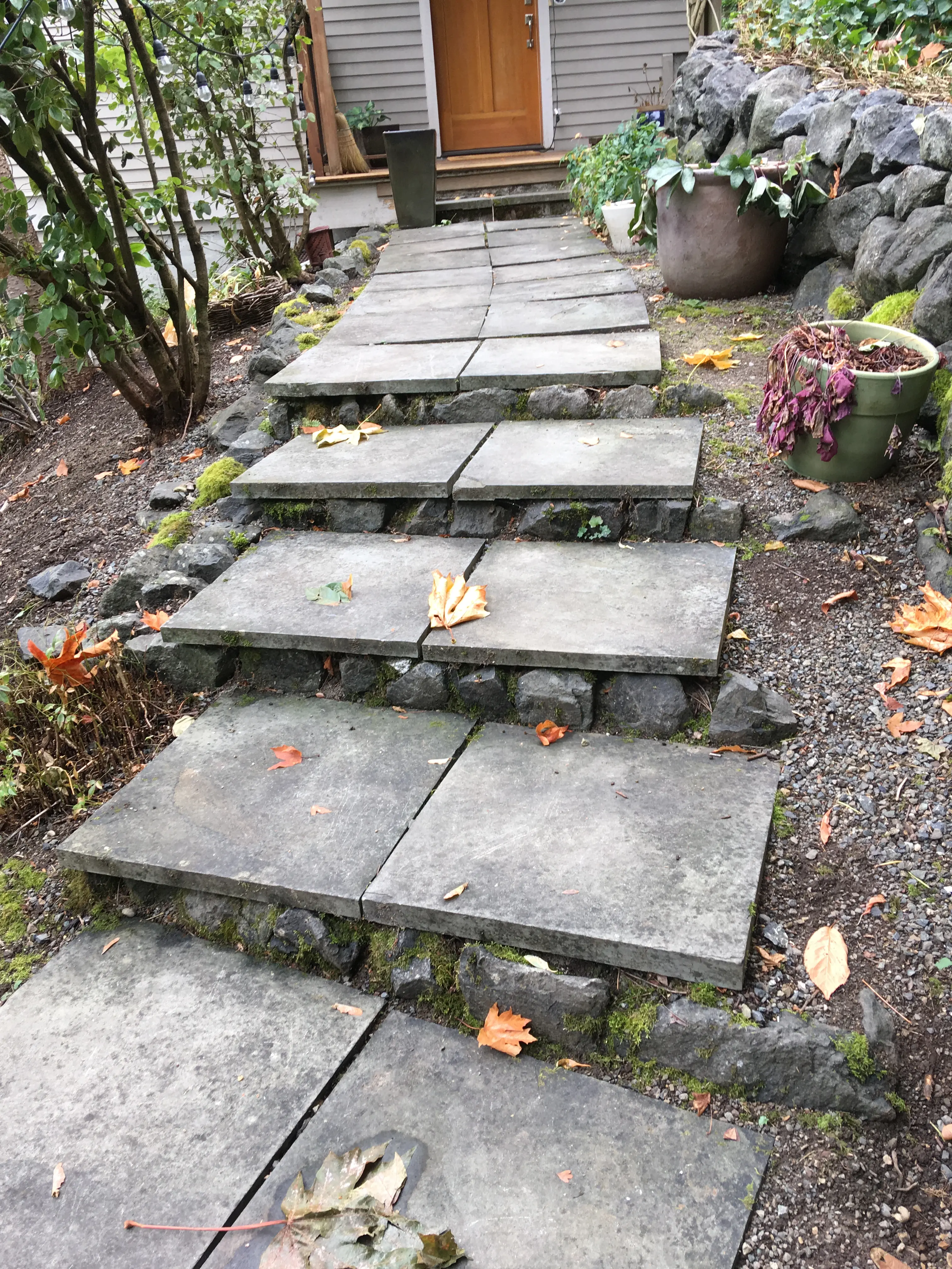 a stair type landscaped of installed walkway