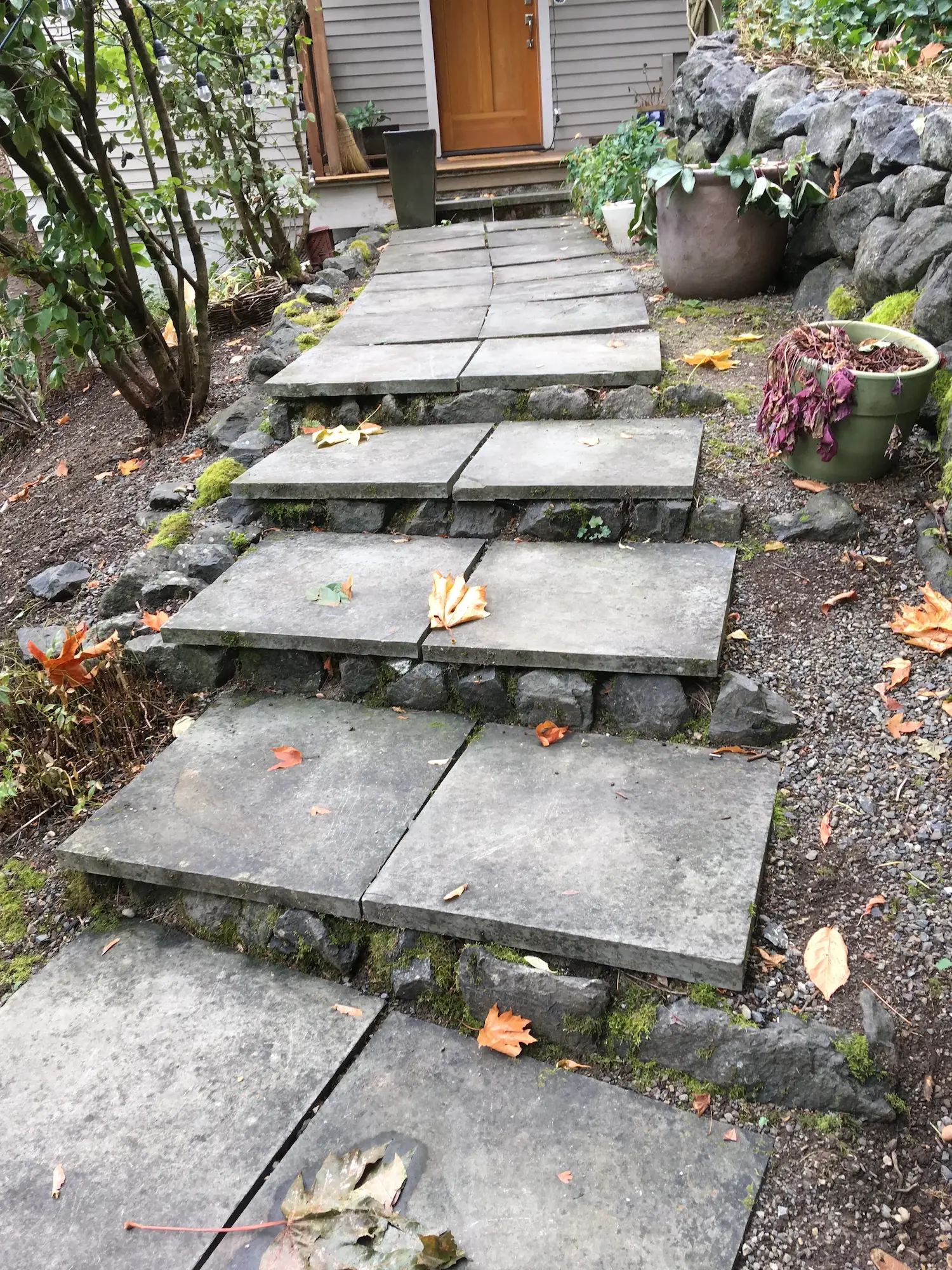 a stair type landscaped of installed walkway